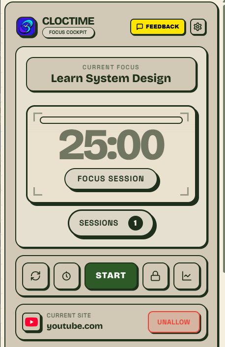 CLOCTIME real extension popup